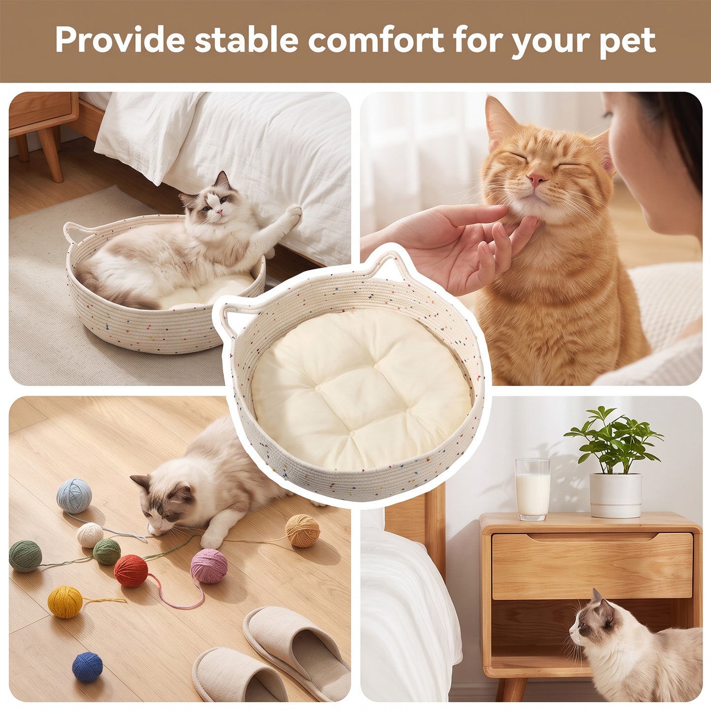 Cotton Rope Pet Bed with Cushion