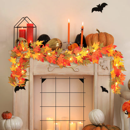 2m Maple Leaf Garland with Lights