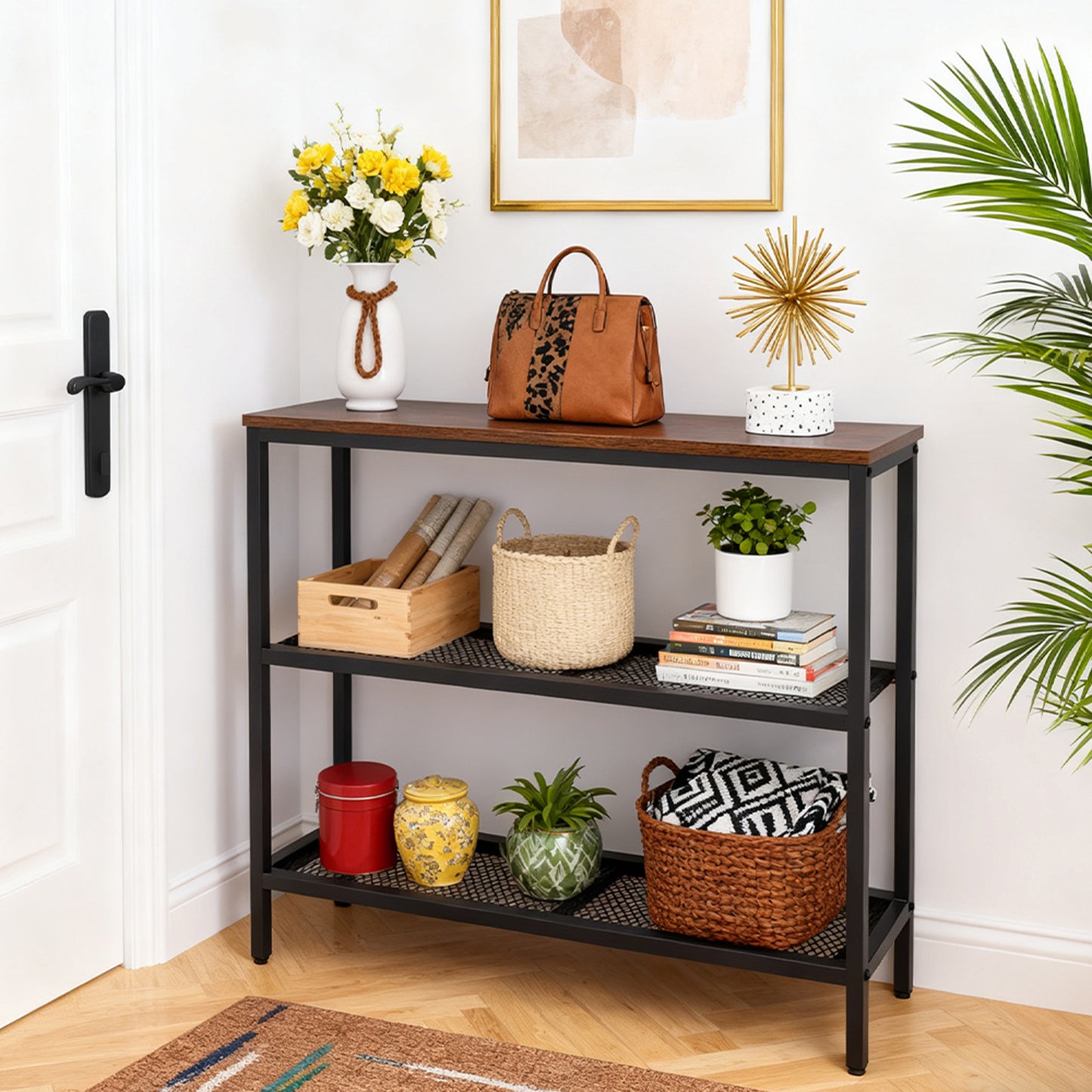 3-Tier Industrial Console Table