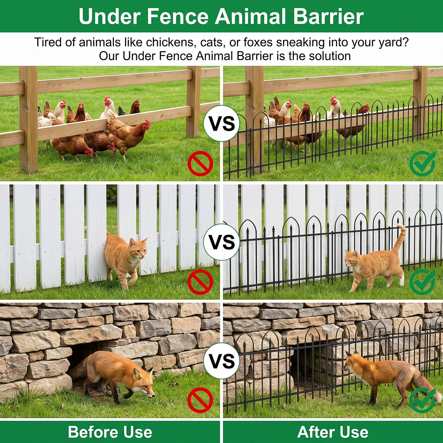 5-Pack Decorative Metal Garden Fence Panels