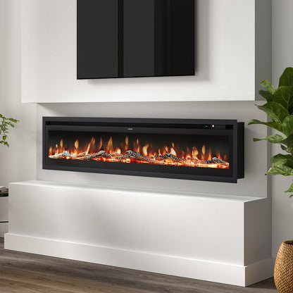 70/80 Inch 3-in-1 Electric Fire with 12 Flame Colours & Remote Control