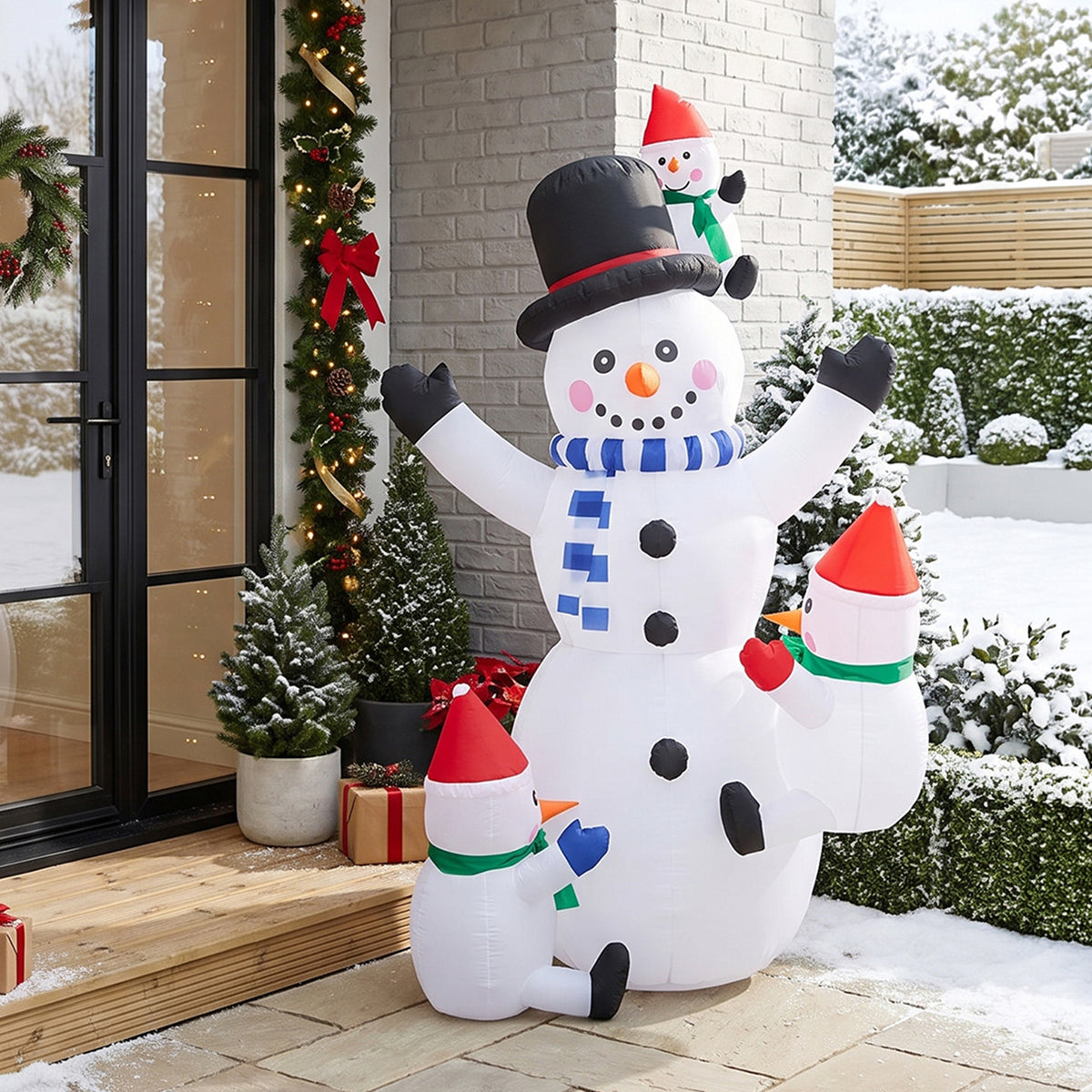 2.1m Christmas Inflatable Snowman Family with LED Lights