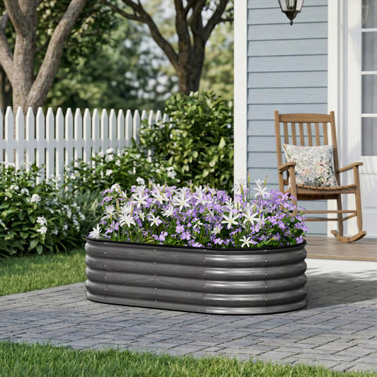 Outdoor Galvanized Steel Raised Garden Bed with Trellis