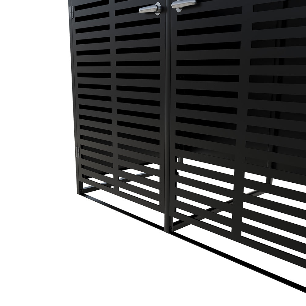2-Bin Metal Wheelie Bin Storage Shed with Lockable Doors