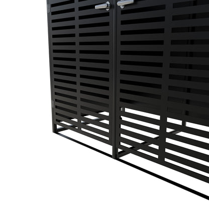 2-Bin Metal Wheelie Bin Storage Shed with Lockable Doors