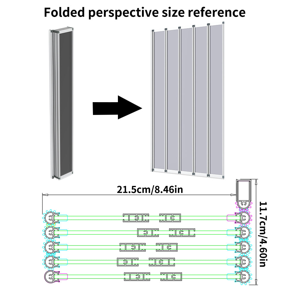 Bath Shower Screen with 5 Folding Panels