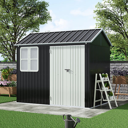 8.3 x 5.4ft Metal Apex Roof Garden Shed Outdoor Storage House