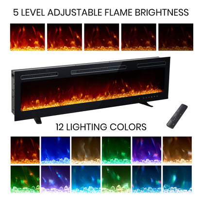 40–70 Inch Smart Electric Fireplace with 12 Flame Colours