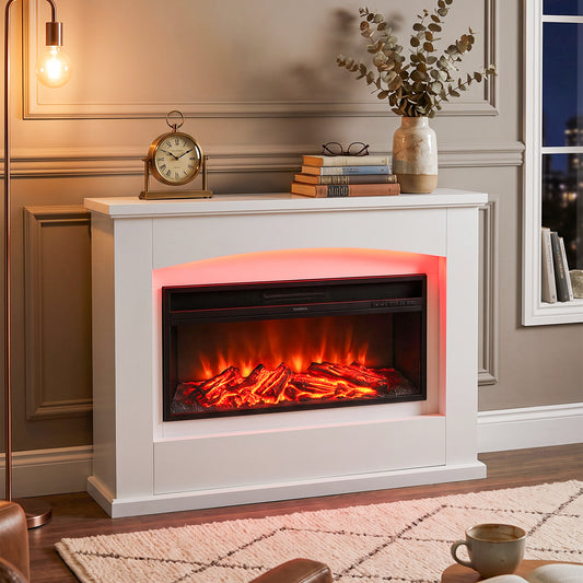 120cm W Electric Fireplace Mantel with 7 Multi-Color Flames