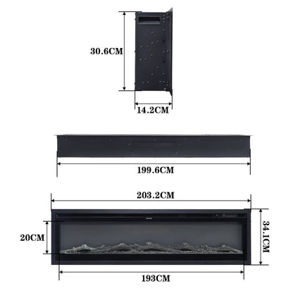 70/80 Inch 3-in-1 Electric Fire with 12 Flame Colours & Remote Control