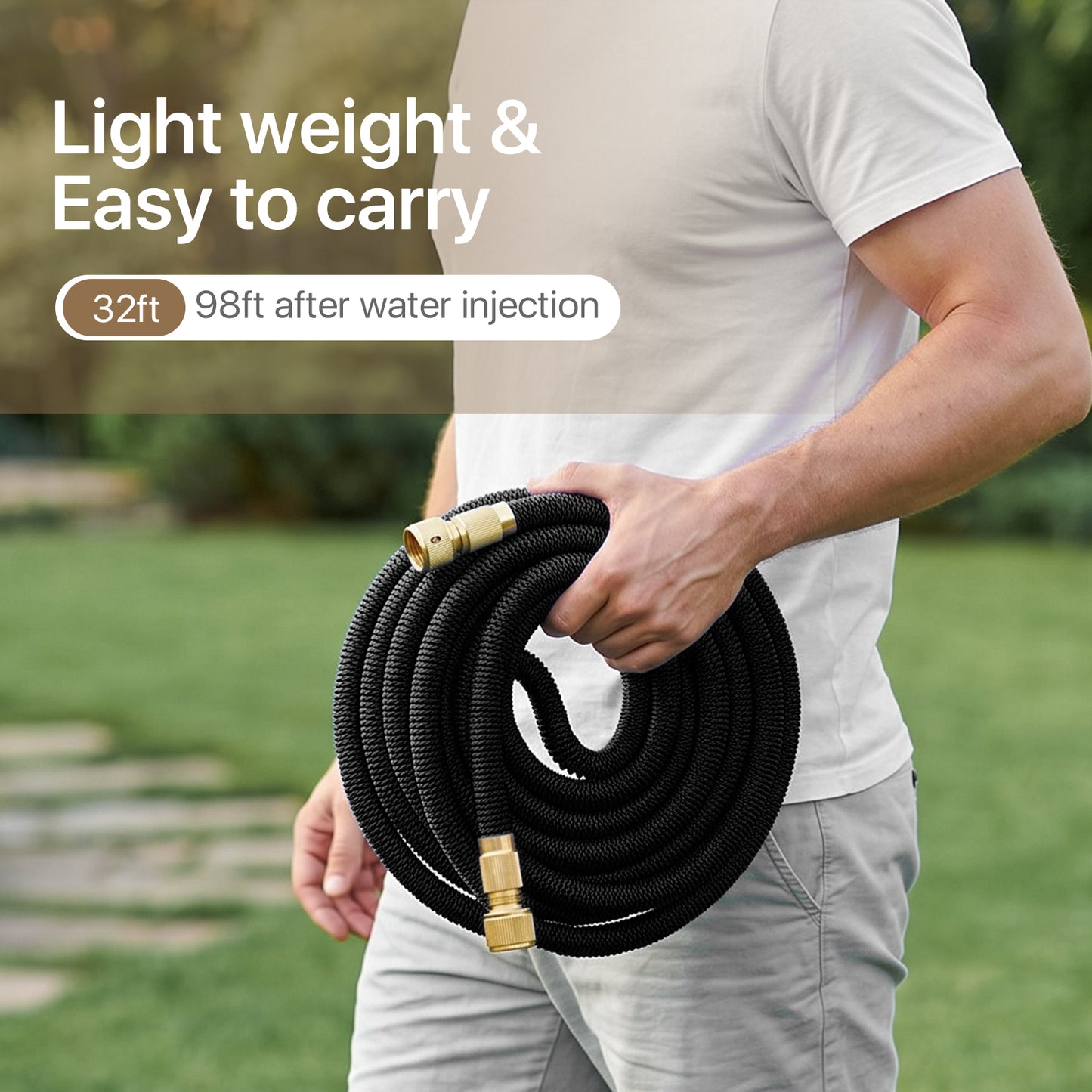 Expandable Garden Hose with Solid Brass Fittings