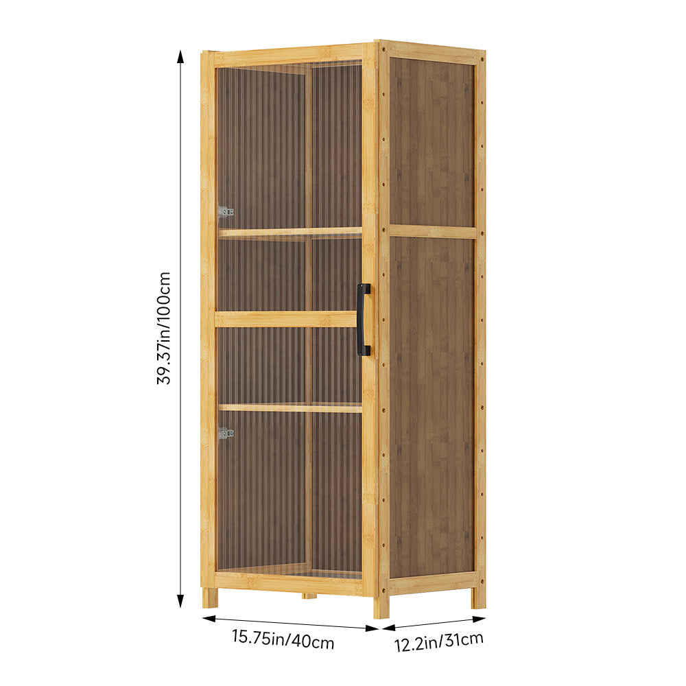 3-Tier Narrow Bookcase Storage Cabinet with Acrylic Door
