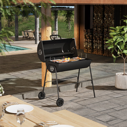 Outdoor Garden Charcoal Smoker BBQ Grill with Wheels