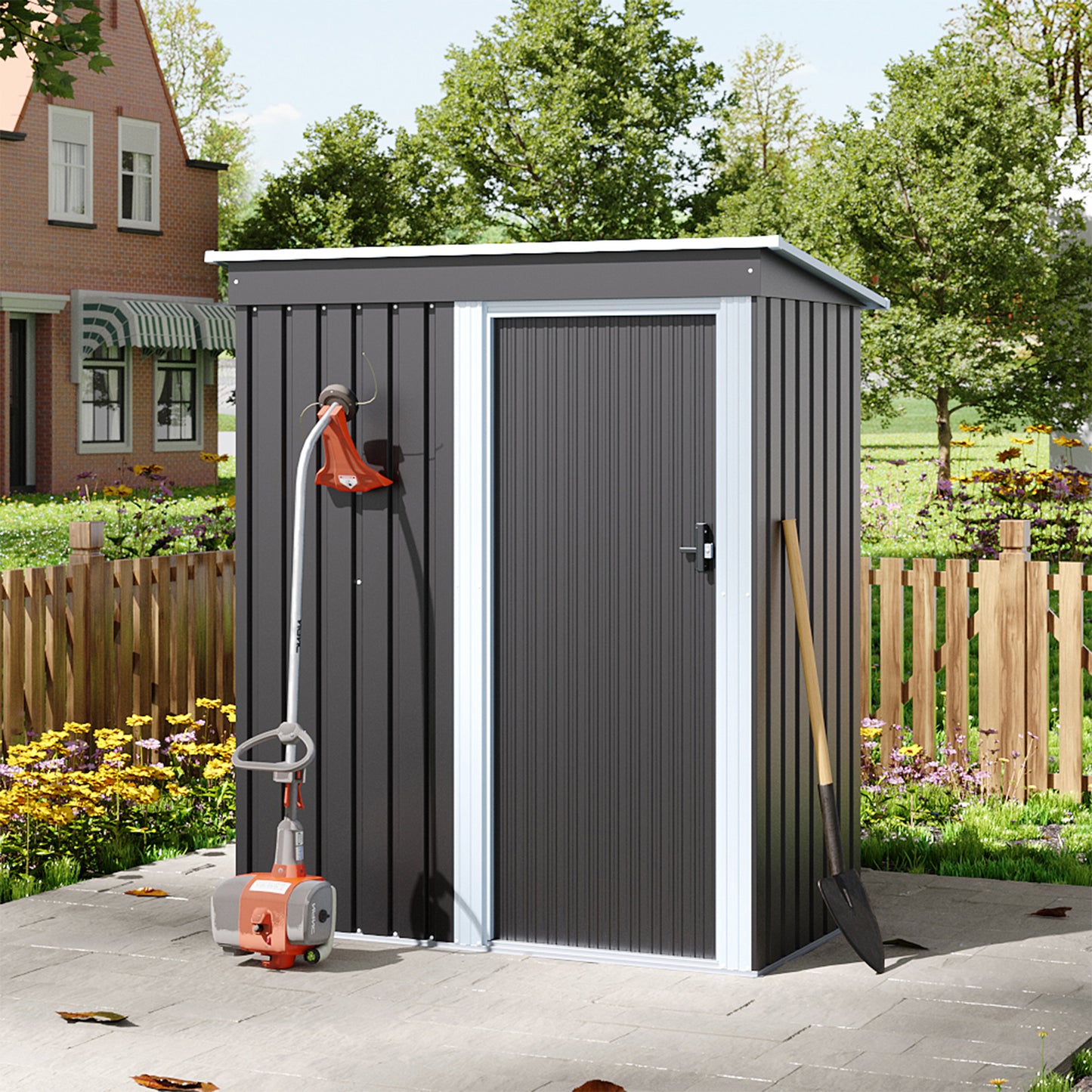 3 x 5FT Outdoor Metal Storage Shed with Lockable Door