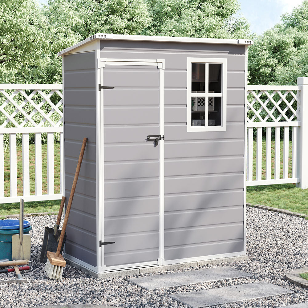 5 x 3 ft Plastic Garden Storage Shed with Pent Roof & Lockable Door