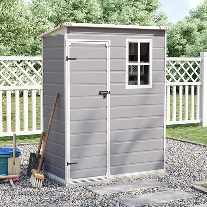 5 x 3 ft Plastic Garden Storage Shed with Pent Roof & Lockable Door