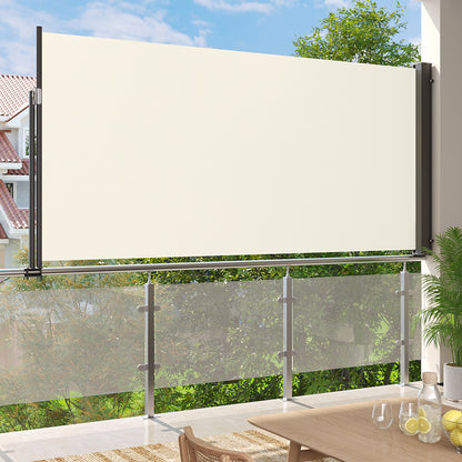 Beige Outdoor Retractable Privacy Side Awning