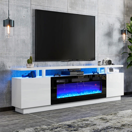 Recessed Electric Fireplace TV Stand with Remote Control
