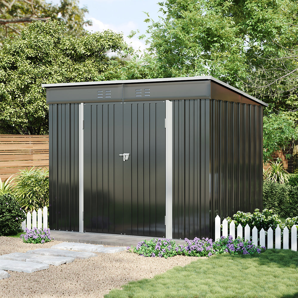 6x8FT Metal Garden Shed with Foundation
