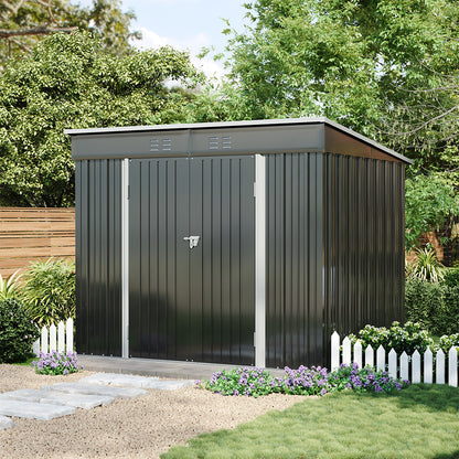 6x8FT Metal Garden Shed with Foundation