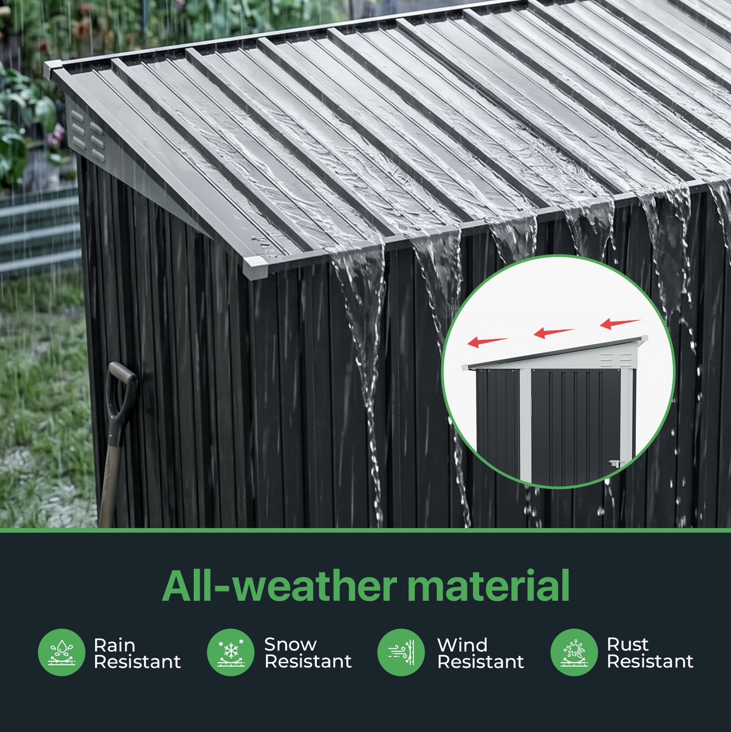 4x8 FT Pent Roof Garden Tool Shed Outdoor Patio Storage House