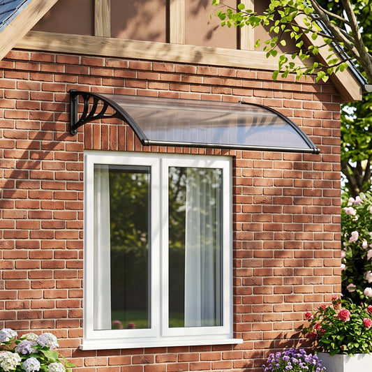 Black Outdoor Door Canopy Window Awning with Drainage Channel