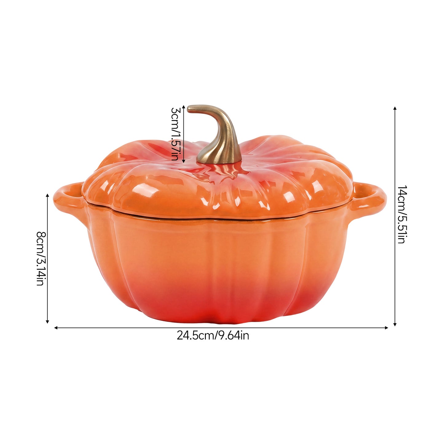 Enamelled Cast Iron Pumpkin Dutch Oven with Lid and Handles