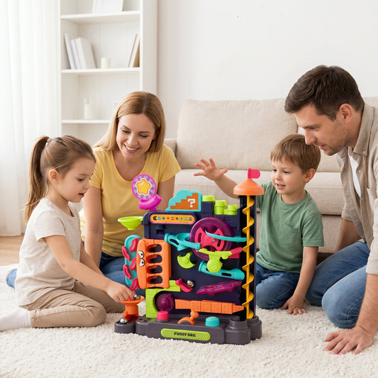 Colourful Marble Run Toy Vertical Obstacle Track with 6 Balls