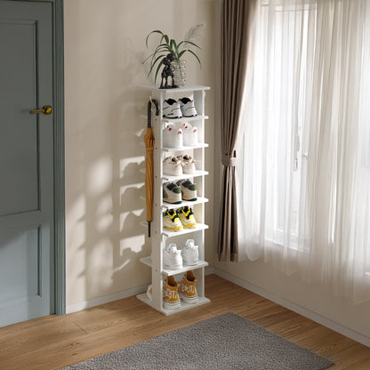 Natural Wood 8-Tier Shoe Rack for Entryway