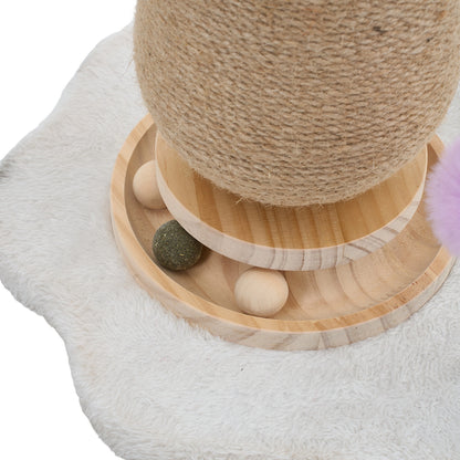 Brown Mushroom Cat Scratching Post with Turntable Toy