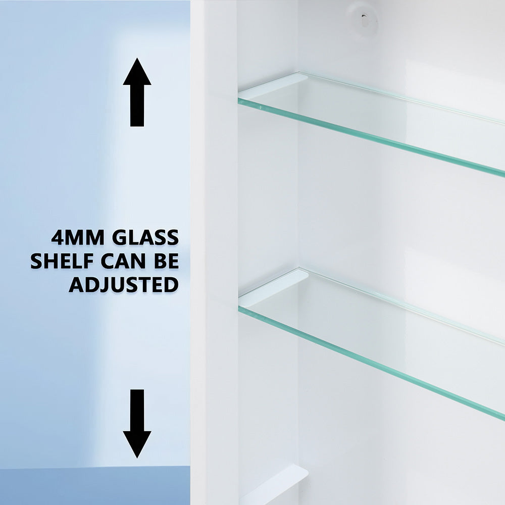 Rectangular Wall Mount Mirror Cabinet with LED Lighting