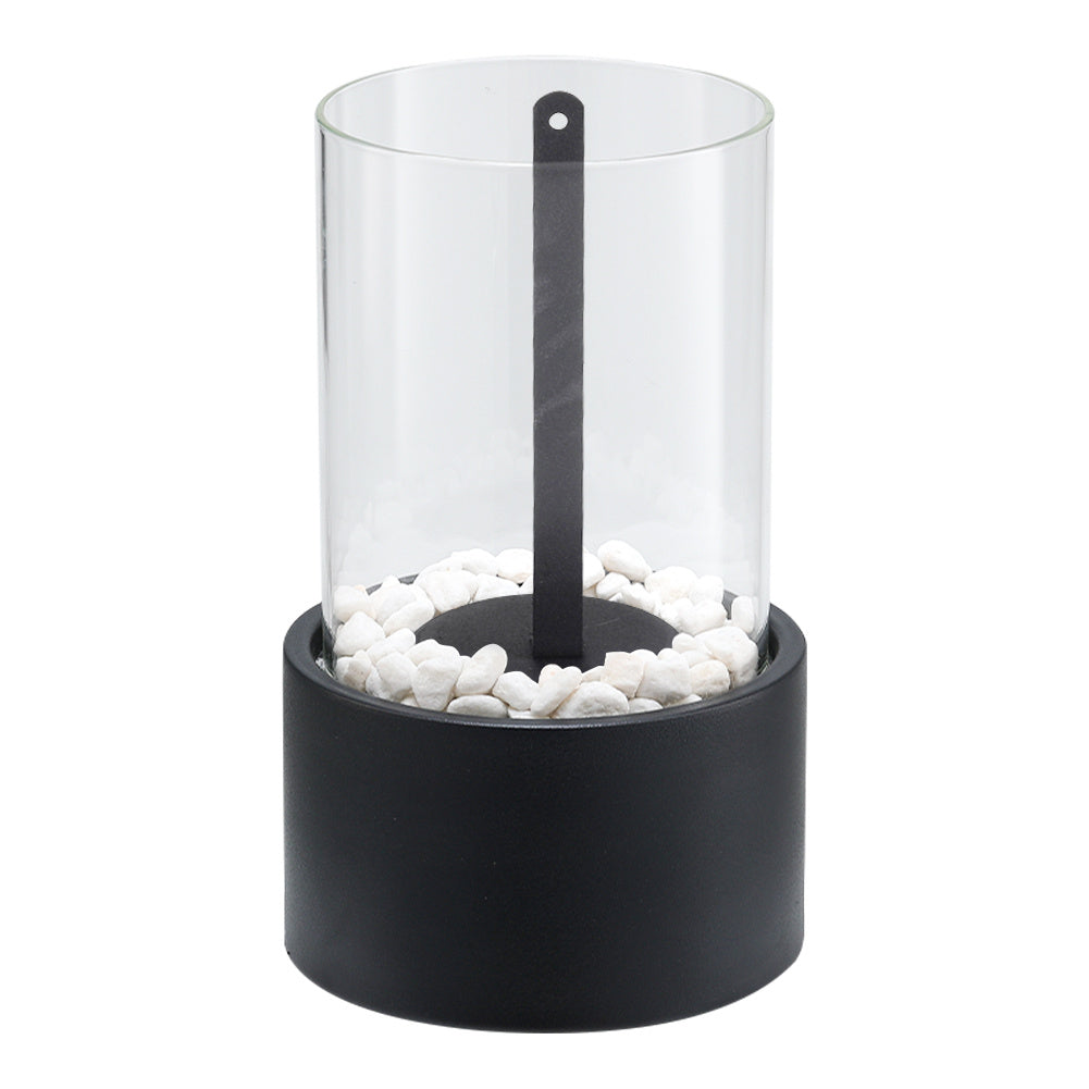 Round Freestanding Tabletop Ventless Ethanol Fireplace with Glass Screen