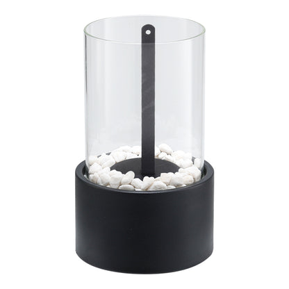 Round Freestanding Tabletop Ventless Ethanol Fireplace with Glass Screen