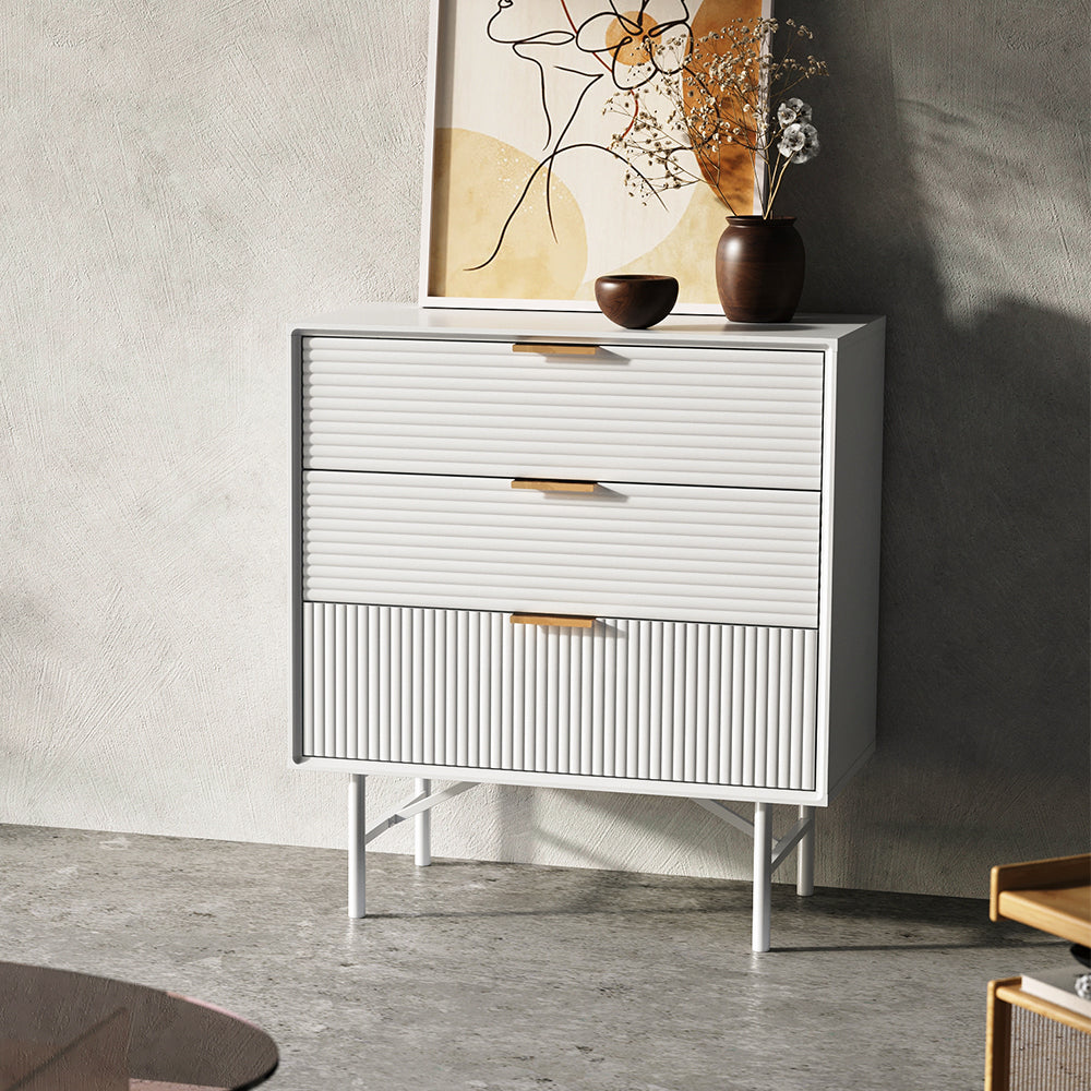 3-Tier Bedroom Striped Storage Cabinet