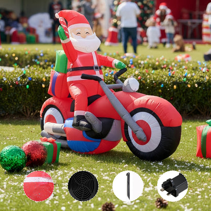 6FT/1.8M Santa on Motorcycle Christmas Inflatable Model Decoration with LED Lights