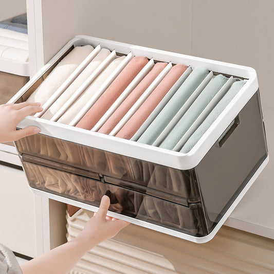 Folding Clothes Organiser Wardrobe Drawer Storage Box with Dividers
