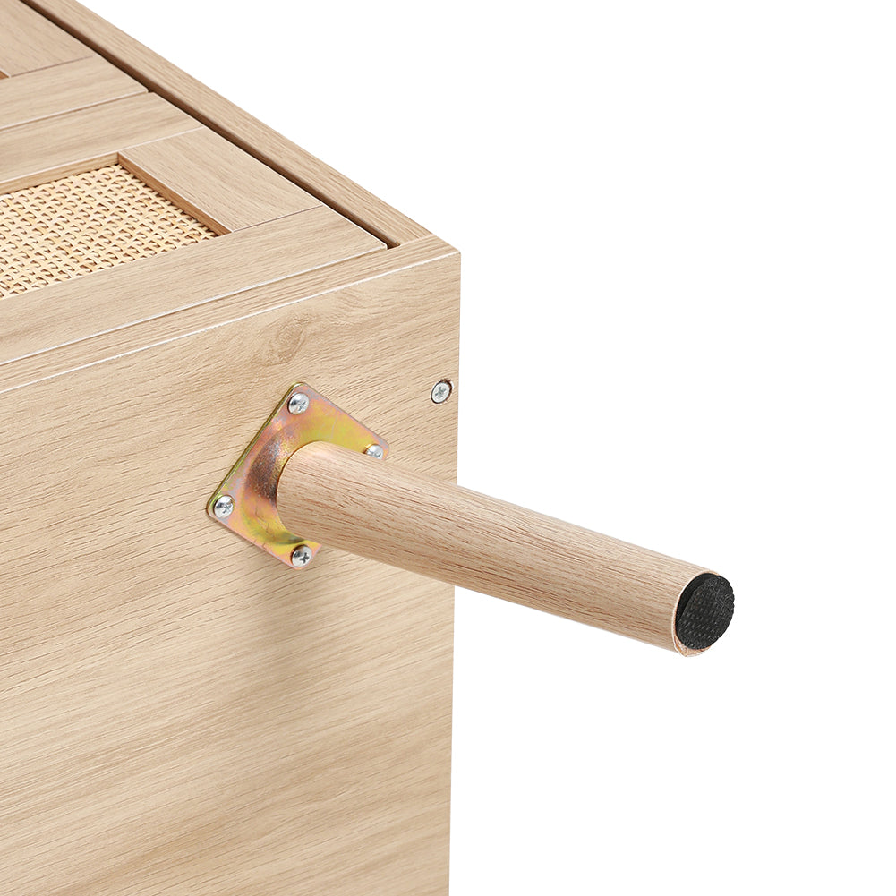 2 Pack Wood and Rattan Side Cabinet