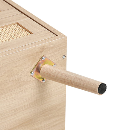 2 Pack Wood and Rattan Side Cabinet