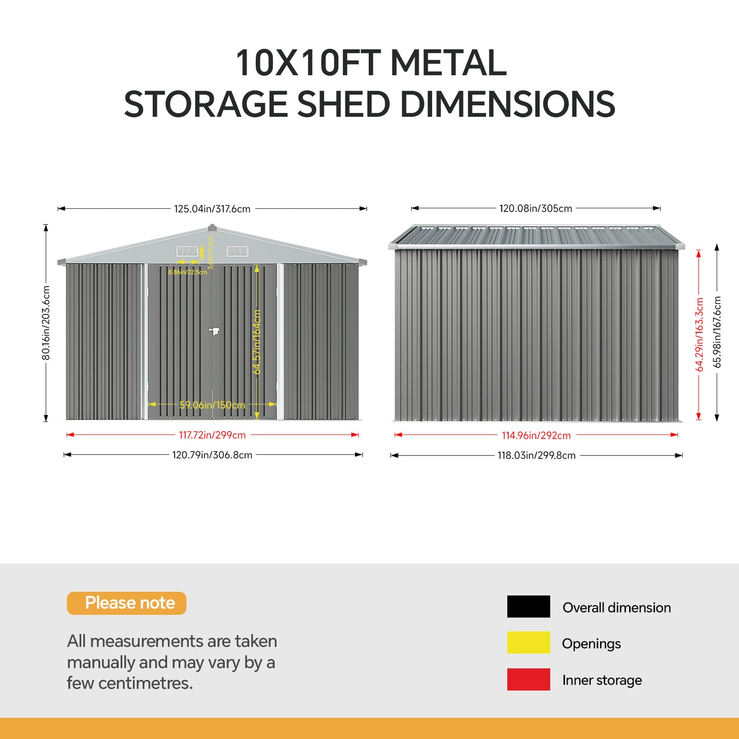 317.6cm Wide Outdoor Metal Storage Shed