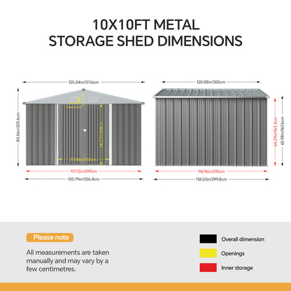 317.6cm Wide Outdoor Metal Storage Shed