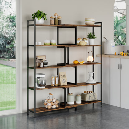 Industrial Open Bookshelf Display Rack for Living Room