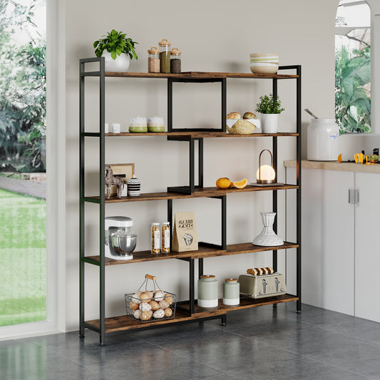 Industrial Open Bookshelf Display Rack for Living Room