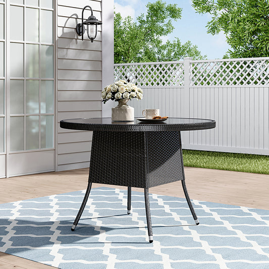 Brown/Black Outdoor Table with Parasol Hole
