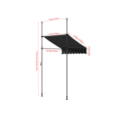 Retractable Awning with Adjustable Support Poles
