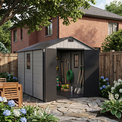 8x10FT Plastic Garden Storage Shed with Lockable Door