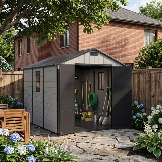 8x10FT Plastic Garden Storage Shed with Lockable Door