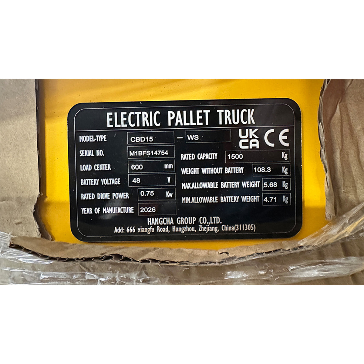 1500kg/2000kg Fully Electric Pallet Truck with Lithium Battery