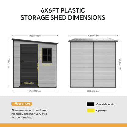 6x6 FT Outdoor Garden Plastic Storage Shed