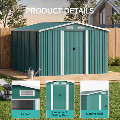 10x8 FT Large Metal Garden Tool Storage Shed