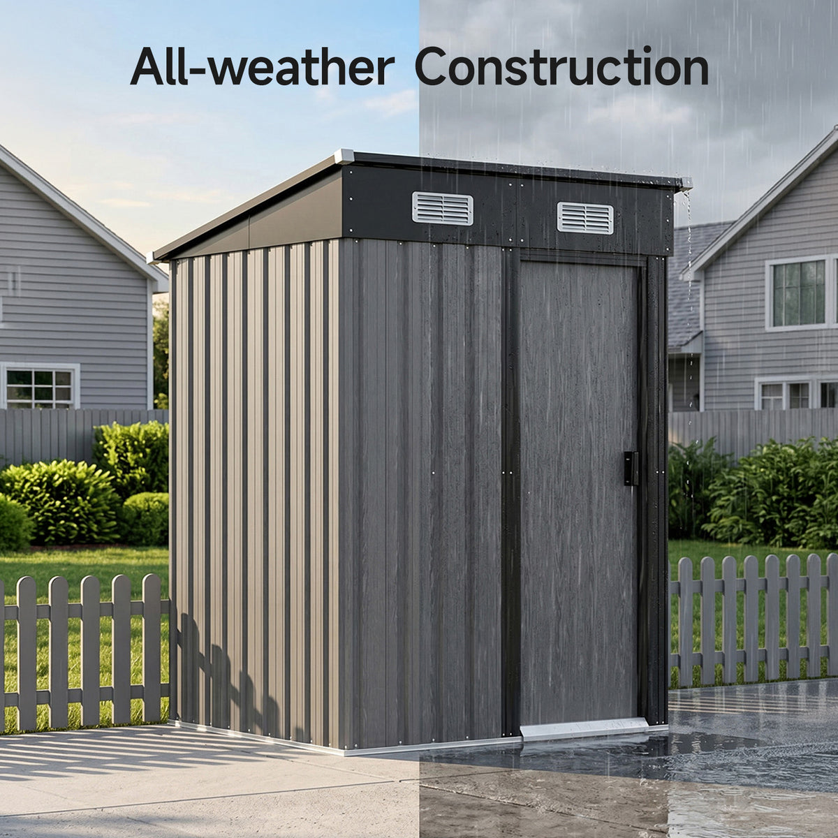 4 x 4 ft Metal Garden Storage Shed with Pent Roof